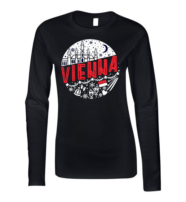 Vienna Austria ausztria bécs karácsony karácsonyos Fekete Női Hosszú Ujjú Póló