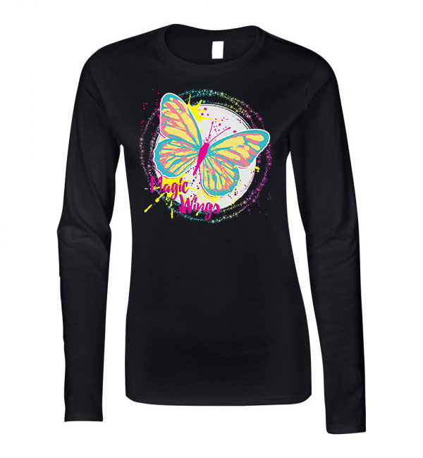 Pillangó Butterfly Fekete Női Hosszú Ujjú Póló