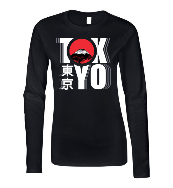 Tokyo japán japan Fekete Női Hosszú Ujjú Póló