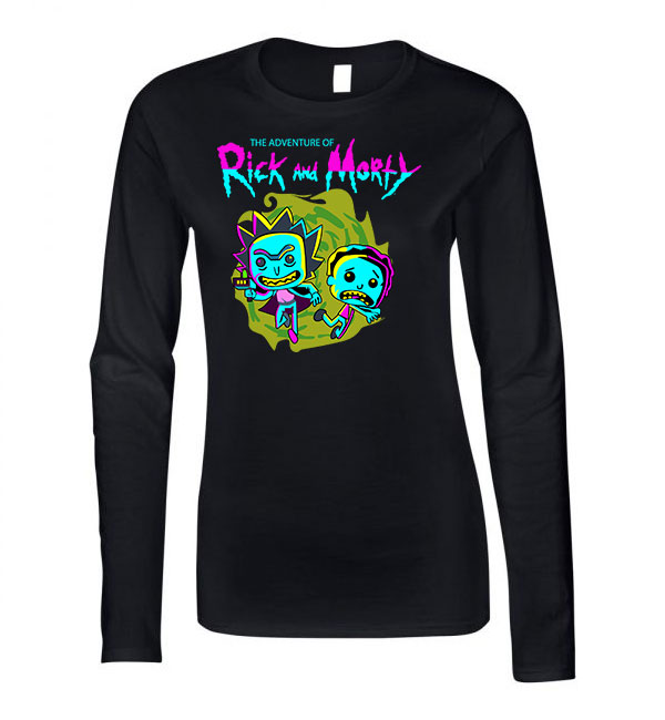 rick és morty Fekete Női Hosszú Ujjú Póló