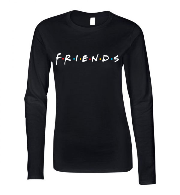 Friends jóbarátok Fekete Női Hosszú Ujjú Póló
