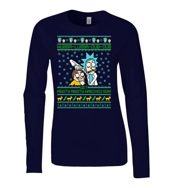 rick és morty Sötétkék Női Hosszú Ujjú Póló