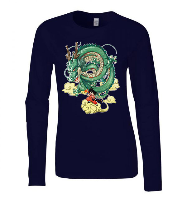 dragon ball son goku shenron shenlong Sötétkék Női Hosszú Ujjú Póló