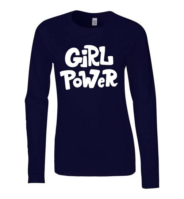 Girl Power Sötétkék Női Hosszú Ujjú Póló
