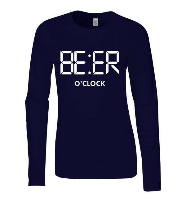 Vicces Sör Beer Oclock Sötétkék Női Hosszú Ujjú Póló