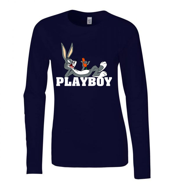 tapsi hapsi playboy Sötétkék Női Hosszú Ujjú Póló