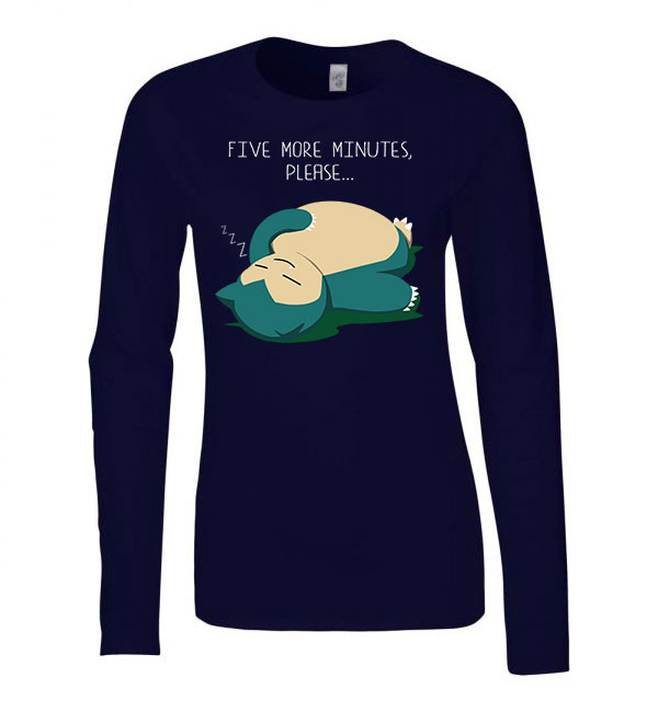 snorlax pokemon lusta alvós még öt perc Sötétkék Női Hosszú Ujjú Póló