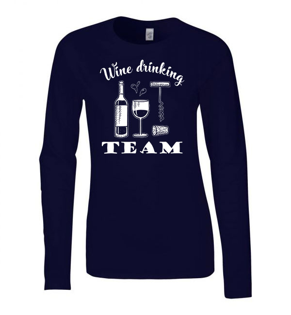 bor wine Sötétkék Női Hosszú Ujjú Póló