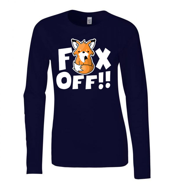 fox off fuck off Sötétkék Női Hosszú Ujjú Póló