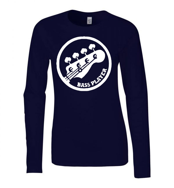 bass gitár gitáror Sötétkék Női Hosszú Ujjú Póló