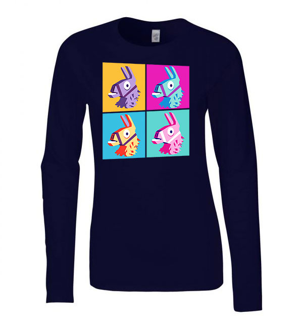 loot láma fortnite loot llama Sötétkék Női Hosszú Ujjú Póló
