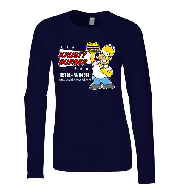 homer simpson Sötétkék Női Hosszú Ujjú Póló