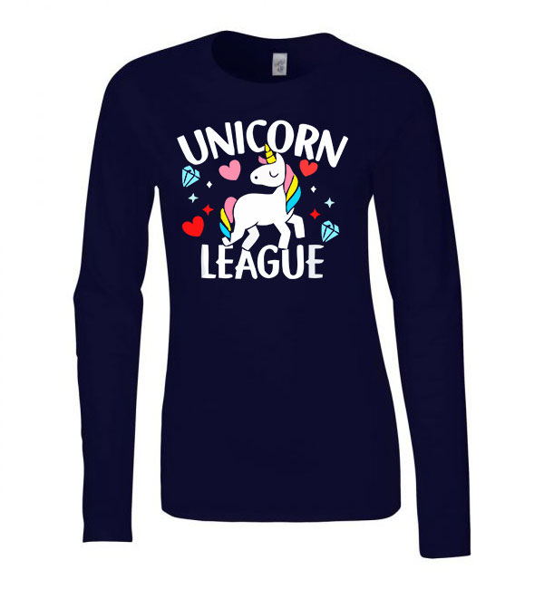 unikornis unicorn Sötétkék Női Hosszú Ujjú Póló
