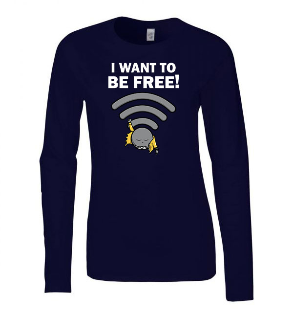 wifi humor freddie mercury Sötétkék Női Hosszú Ujjú Póló
