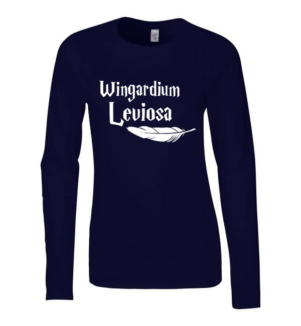 harry potter wingardium leviosa Sötétkék Női Hosszú Ujjú Póló