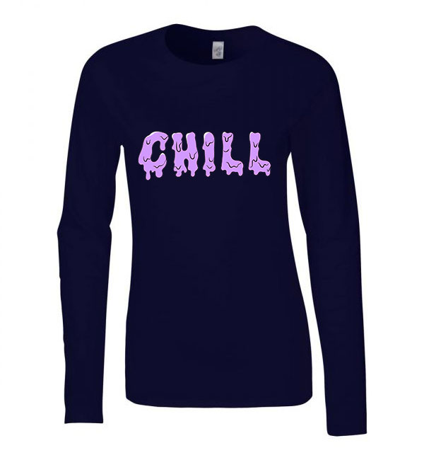 chill fagyi Sötétkék Női Hosszú Ujjú Póló