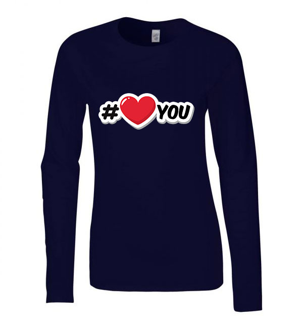 i love you Sötétkék Női Hosszú Ujjú Póló
