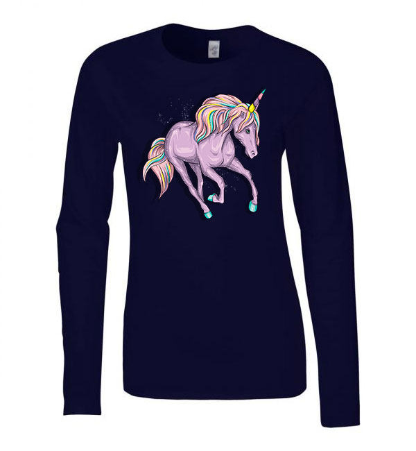 Unikornis unicorn Sötétkék Női Hosszú Ujjú Póló