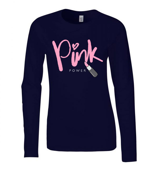 pink forever lipstick rúzs Sötétkék Női Hosszú Ujjú Póló
