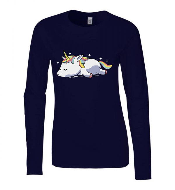 unikornis unicorn Sötétkék Női Hosszú Ujjú Póló