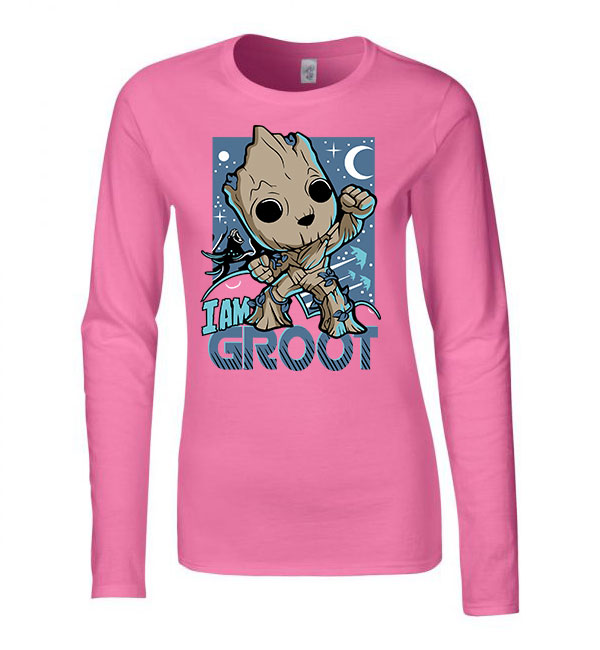 i am groot Rózsaszín Női Hosszú Ujjú Póló