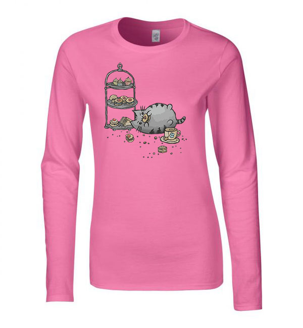 pusheen macska macskás cica cicás Rózsaszín Női Hosszú Ujjú Póló