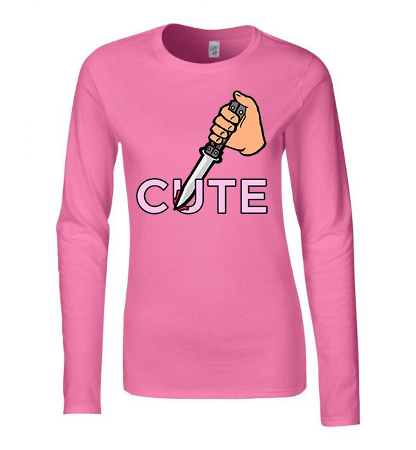 cute psycho psziho kés Rózsaszín Női Hosszú Ujjú Póló