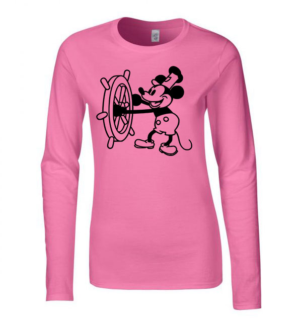 retro mickey egér steamboat willie Rózsaszín Női Hosszú Ujjú Póló