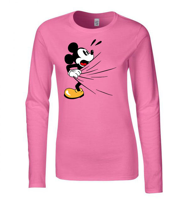 mickey egér zuhanyzik Rózsaszín Női Hosszú Ujjú Póló