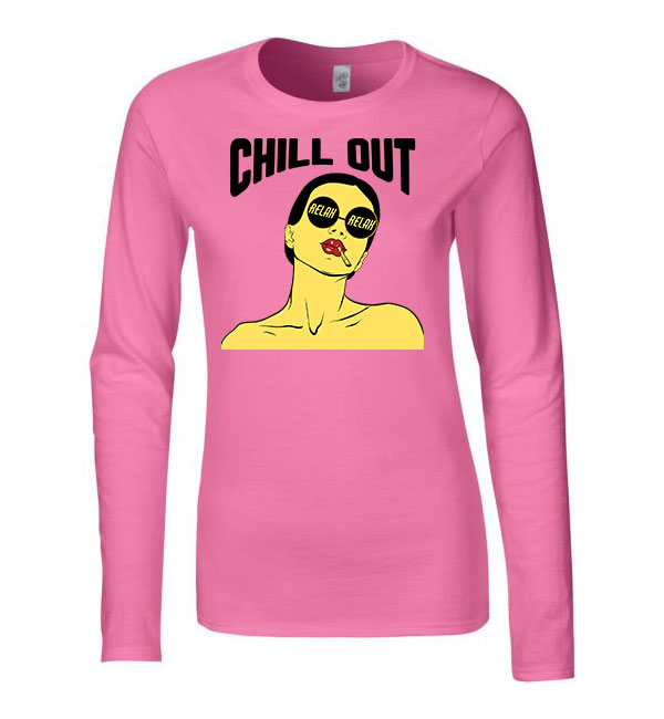 chill out relax girl Rózsaszín Női Hosszú Ujjú Póló
