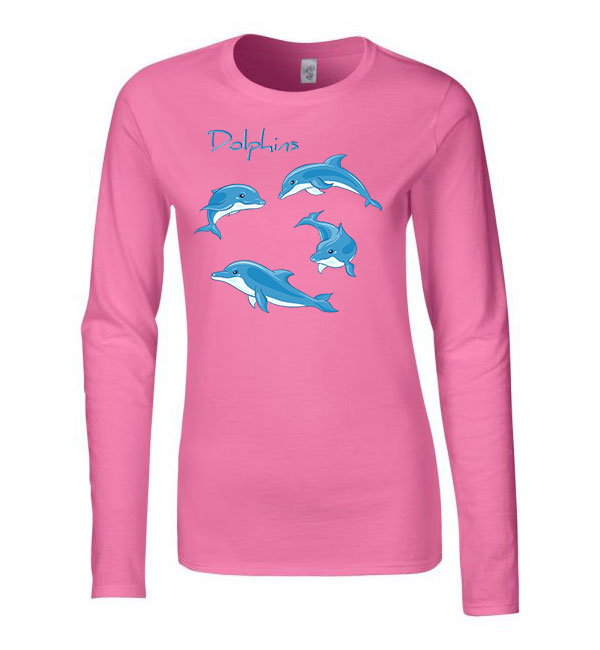 delfin delfines Rózsaszín Női Hosszú Ujjú Póló