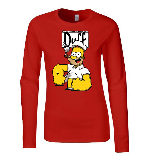 Homer Simpson Simpsons Család Piros Női Hosszú Ujjú Póló