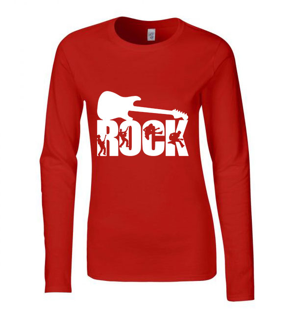 rock gitár gitáros Piros Női Hosszú Ujjú Póló