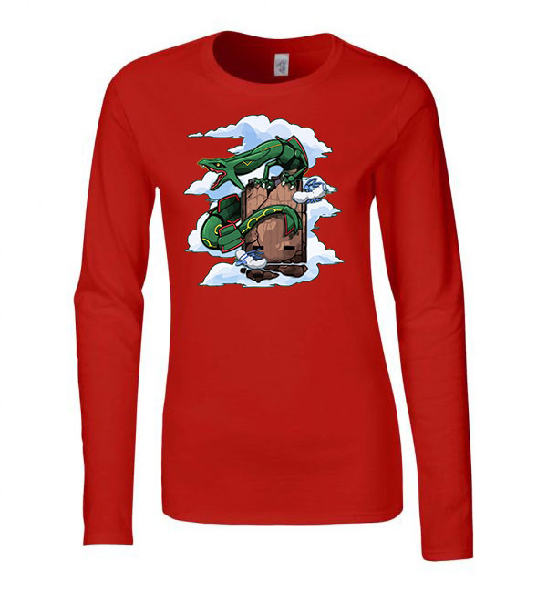 Pokemon rayquaza Piros Női Hosszú Ujjú Póló