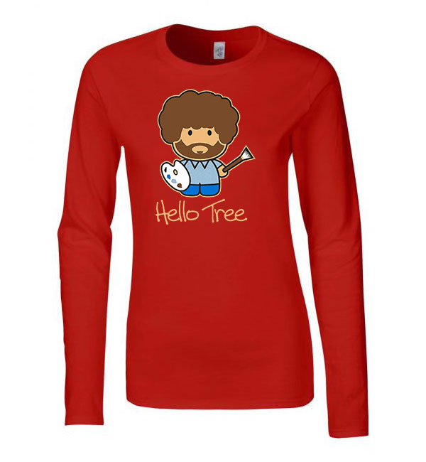Bob Ross festészet festő Piros Női Hosszú Ujjú Póló
