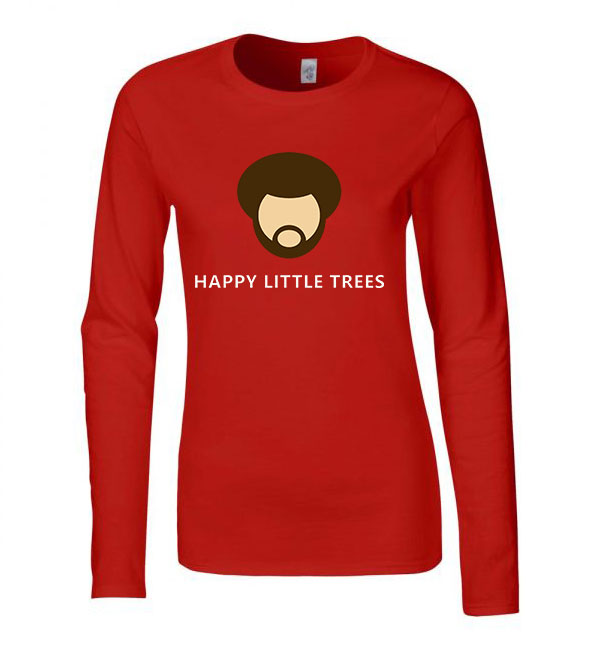 Bob Ross Festészet Festő Piros Női Hosszú Ujjú Póló