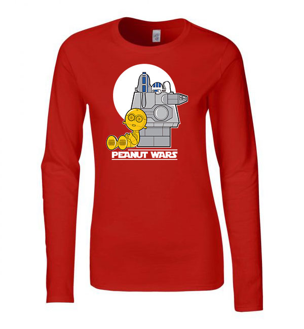 star wars c2po r2d2 Piros Női Hosszú Ujjú Póló