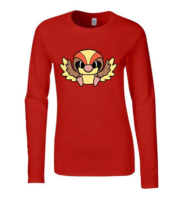 Pokemon Pidgey Piros Női Hosszú Ujjú Póló
