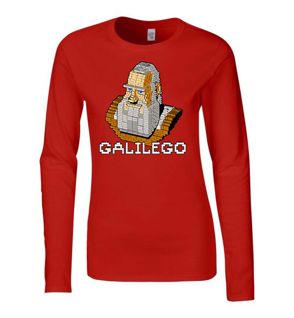 Humor Vicces Lego Galilei Piros Női Hosszú Ujjú Póló