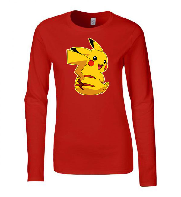 pokemon pikachu Piros Női Hosszú Ujjú Póló