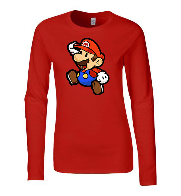 super mario Piros Női Hosszú Ujjú Póló