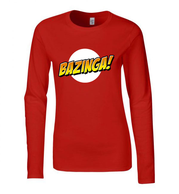 agymenők bazinga sheldon big bang theory Piros Női Hosszú Ujjú Póló