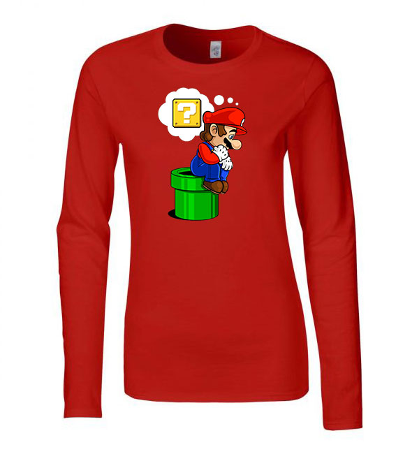 super mario Piros Női Hosszú Ujjú Póló