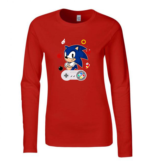 sonic Piros Női Hosszú Ujjú Póló
