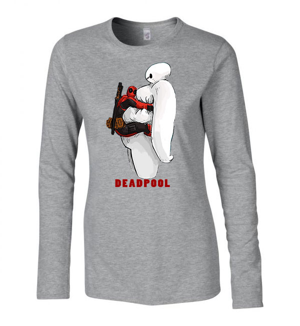 Deadpool Baymax Sportszürke Női Hosszú Ujjú Póló