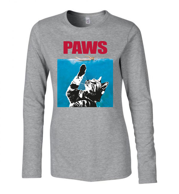 macskás cicás paws Sportszürke Női Hosszú Ujjú Póló