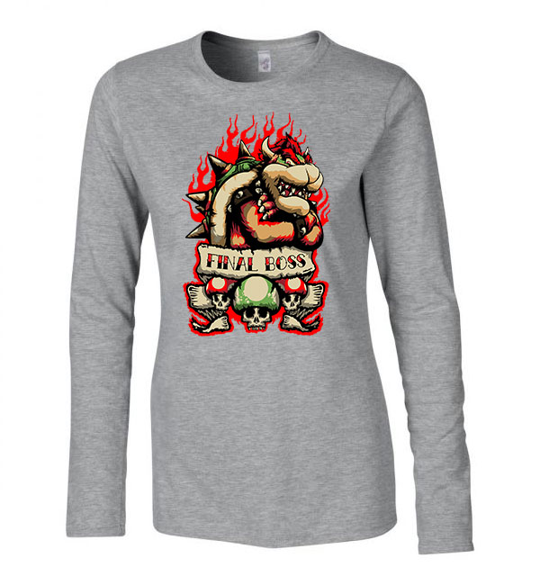Final Boss mario bowser gamer Sportszürke Női Hosszú Ujjú Póló