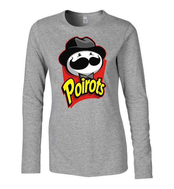 pringles humor poirot Sportszürke Női Hosszú Ujjú Póló