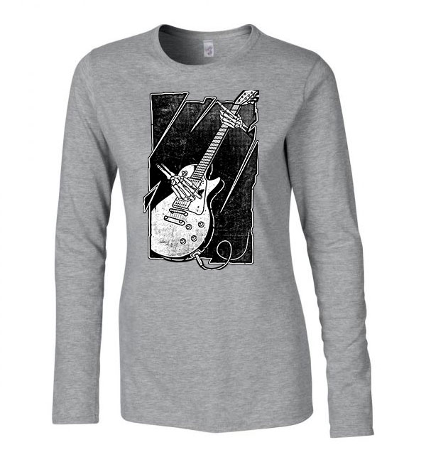 gitár gitáros Sportszürke Női Hosszú Ujjú Póló