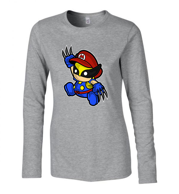 wolverine mario Sportszürke Női Hosszú Ujjú Póló